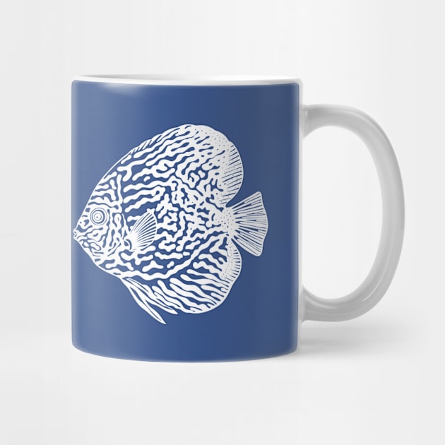 Discus Fish in Love - cute hand drawn aquarium lovers design by Green Paladin